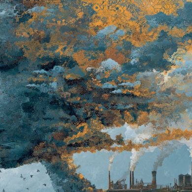 This shows a head and smoke stacks.