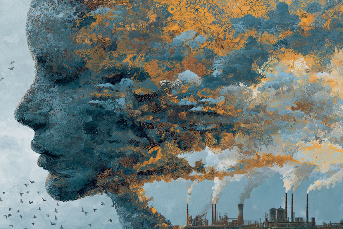 This shows a head and smoke stacks.