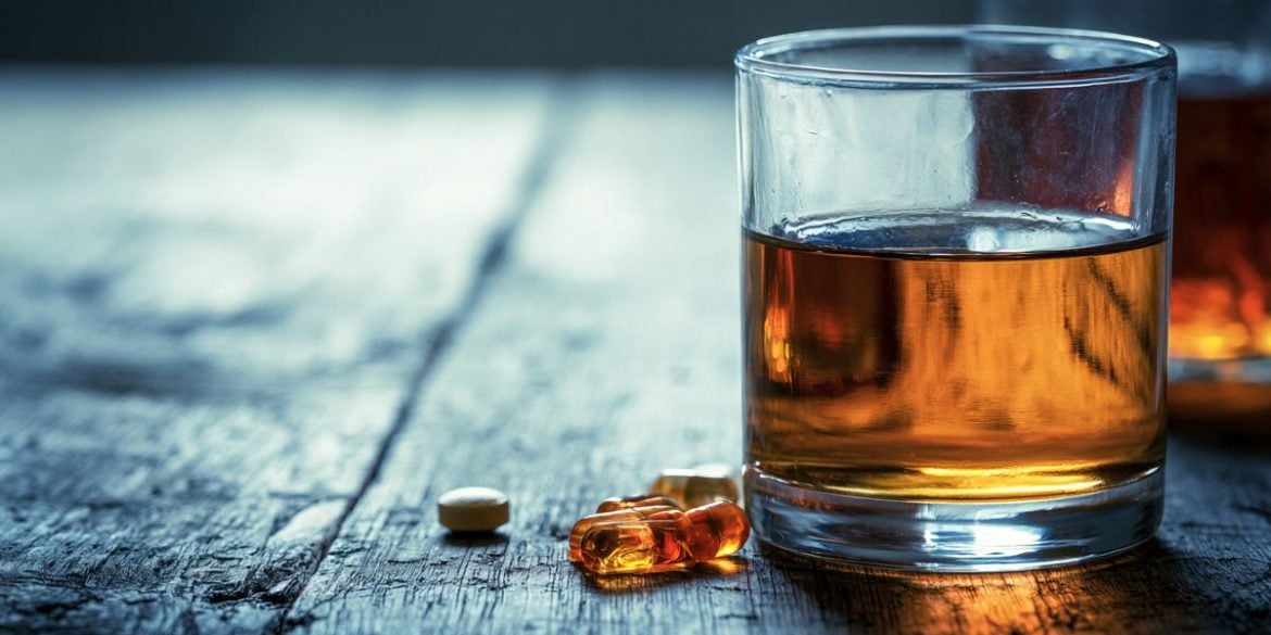 This shows a drink and pills.