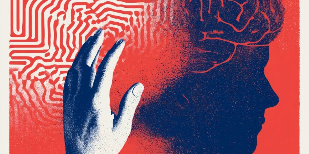 This shows a head, a hand, and a maze.