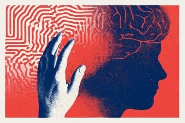 This shows a head, a hand, and a maze.