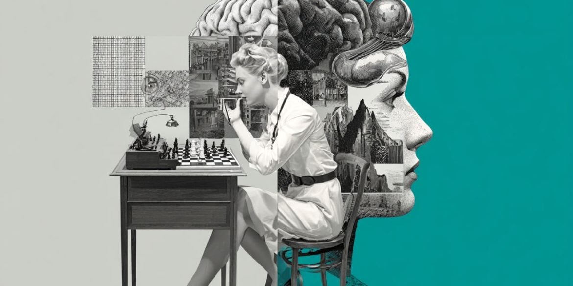 This shows a woman working and a brain.