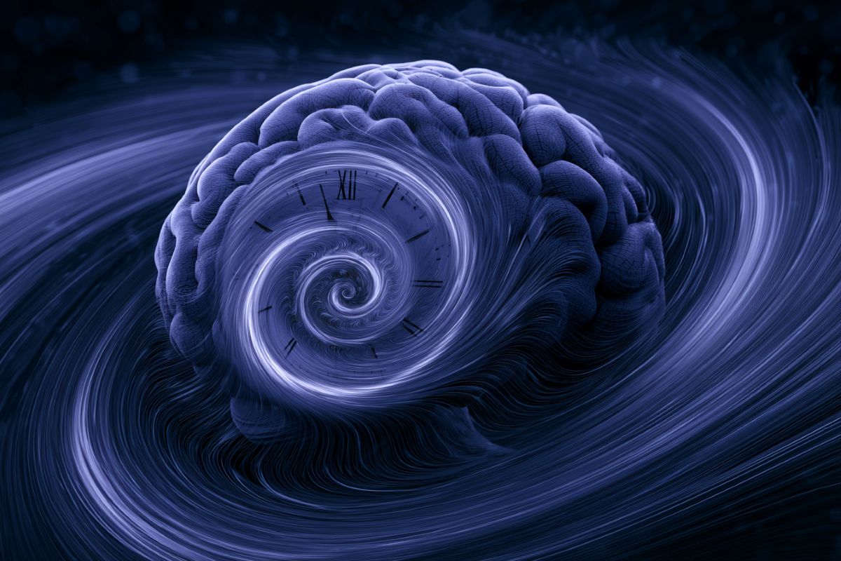 This shows a brain surrounded by swirling lines.