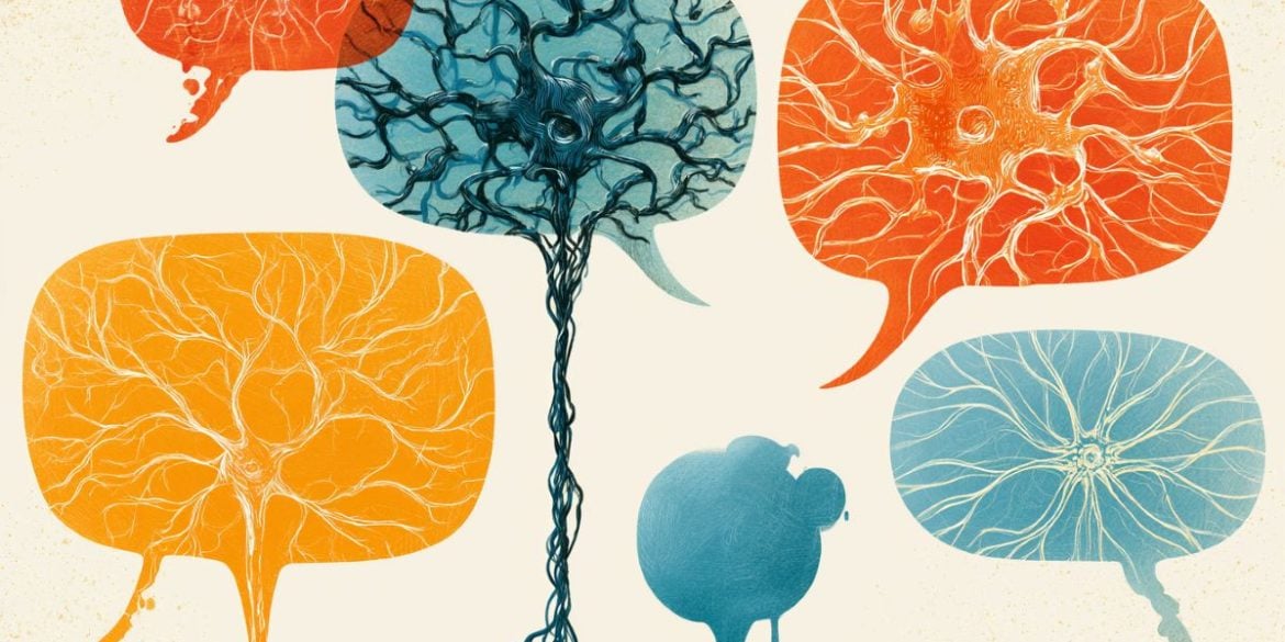 This shows speech bubbles full of neurons.