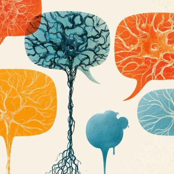 This shows speech bubbles full of neurons.