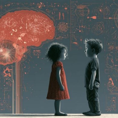 This shows young children and a brain.