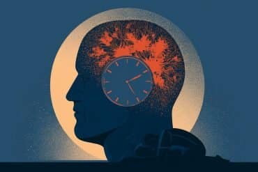 This shows a head, the moon, and a clock.