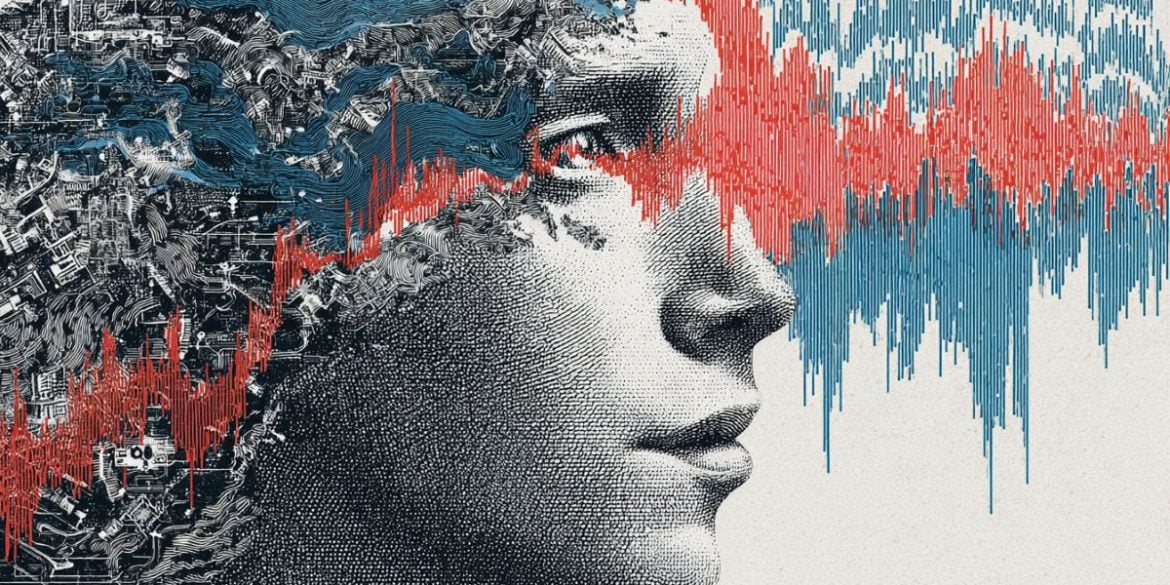 This shows a head and brain waves.