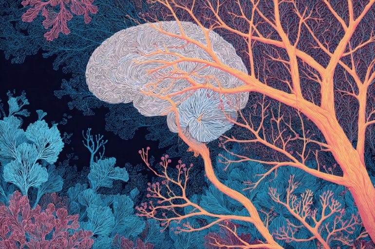 This shows a brain and neurons.