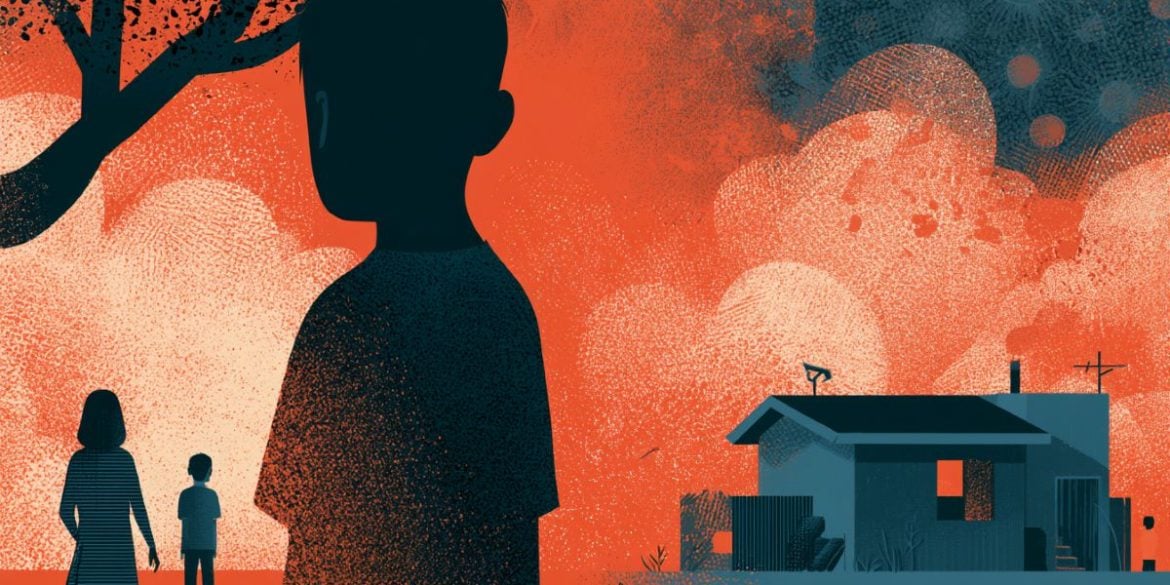 This shows a child and a house.