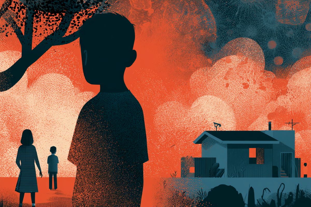 This shows a child and a house.