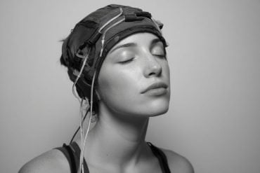 This shows a woman with a headcap on.