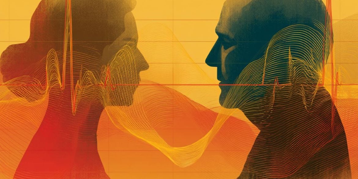 This shows two people and heart rate lines.