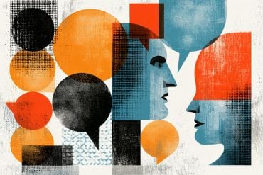 This shows two heads and speech bubbles.