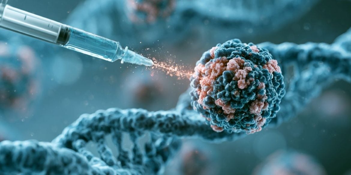 This shows DNA and a needle.