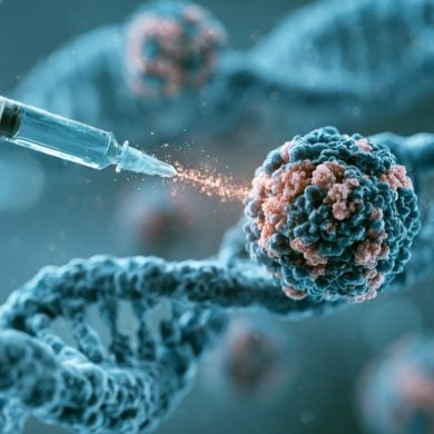 This shows DNA and a needle.