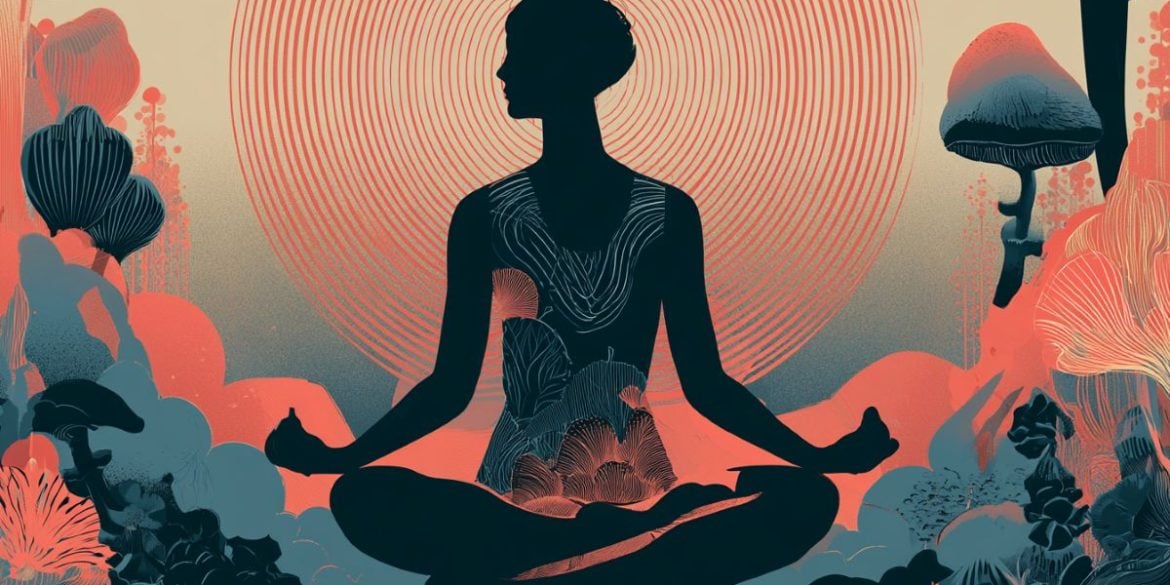 This shows a woman meditating.