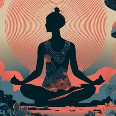 This shows a woman meditating.