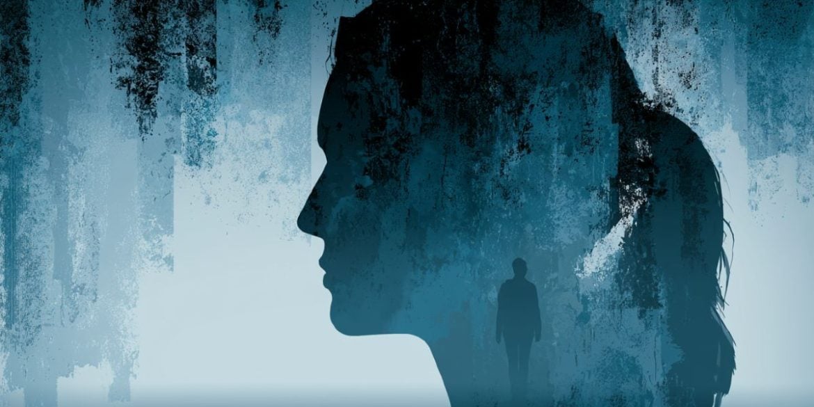This shows the shadowy outline of a person's head.