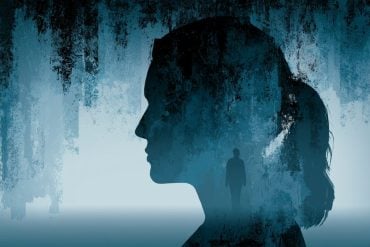This shows the shadowy outline of a person's head.