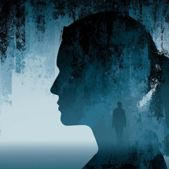 This shows the shadowy outline of a person's head.