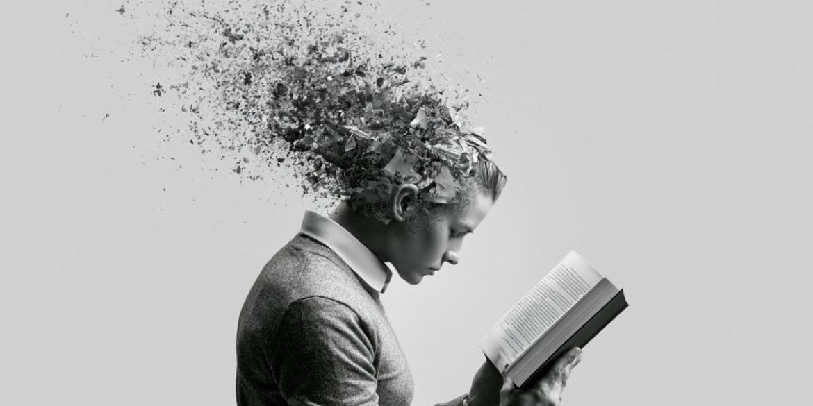 This shows a person reading a book.
