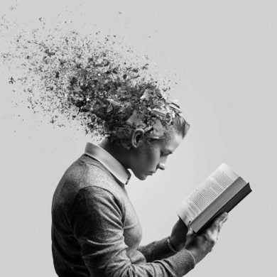 This shows a person reading a book.