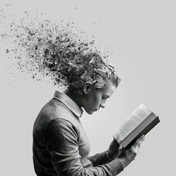 This shows a person reading a book.