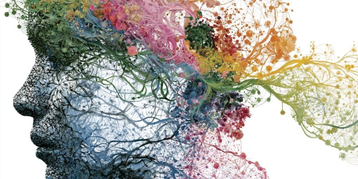 This shows the outline of a head and DNA.