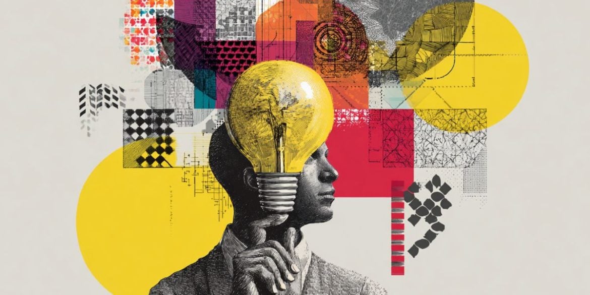 This shows a man holding a light bulb.