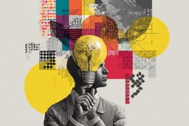 This shows a man holding a light bulb.