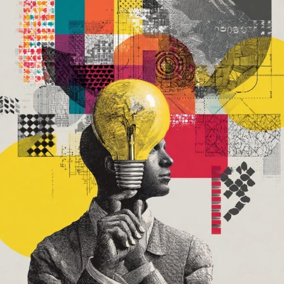 This shows a man holding a light bulb.