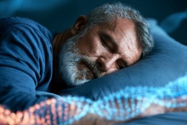 This shows a man sleeping and DNA.