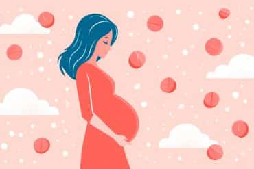 This shows pills and a pregnant woman.