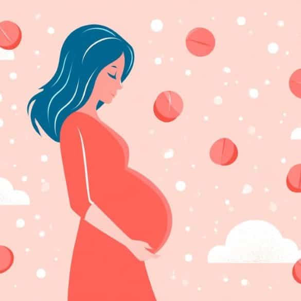 This shows pills and a pregnant woman.