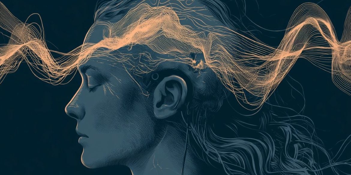 This shows brain waves and a head.