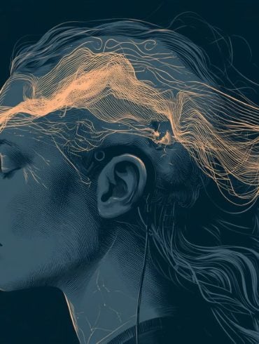 This shows brain waves and a head.