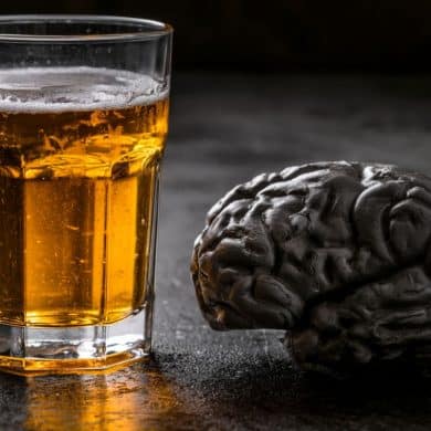 This shows a drink and a brain.