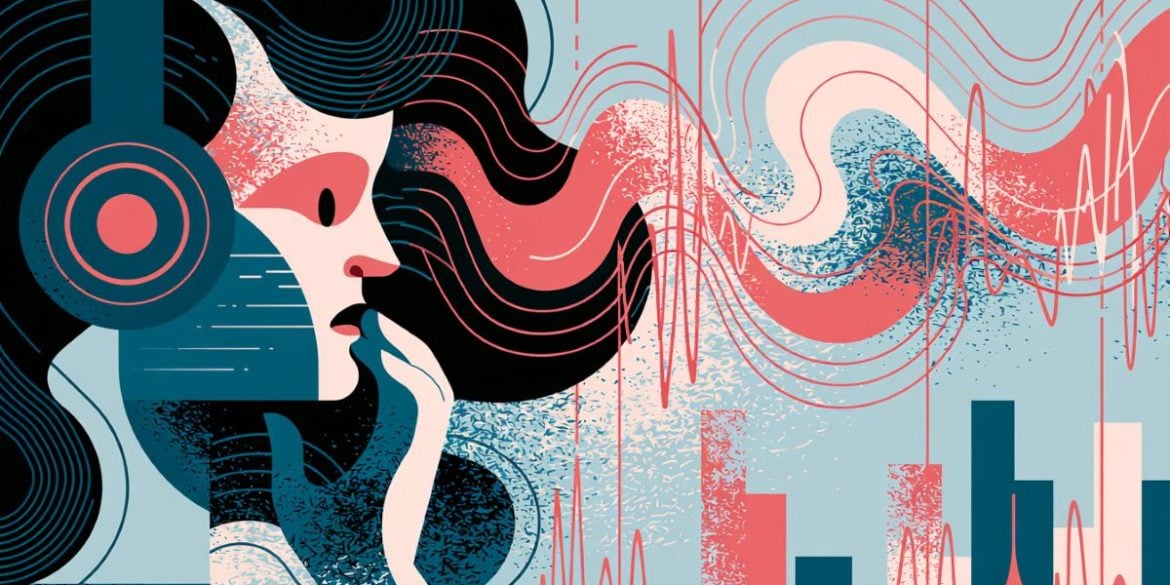 This shows a person's head and sound waves.