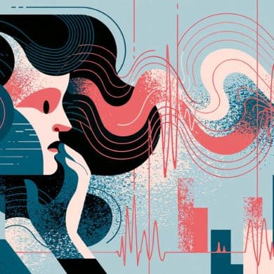 This shows a person's head and sound waves.