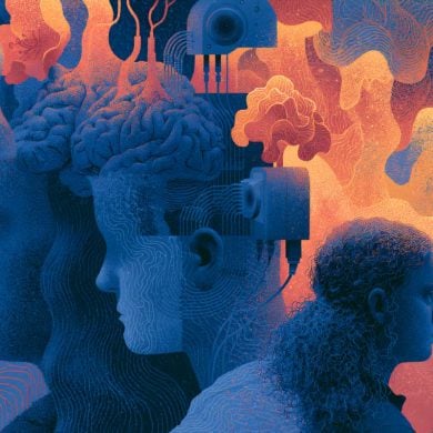 This shows people's heads and brains.