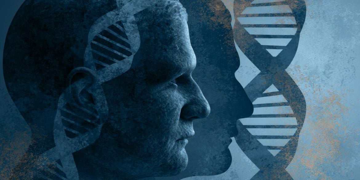 This shows DNA and a head.