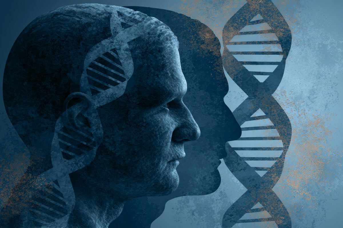 This shows DNA and a head.