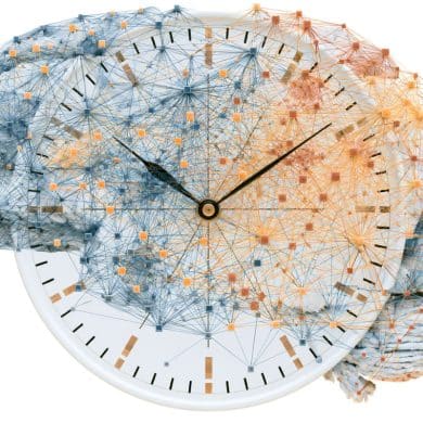 This shows a brain and a clock.
