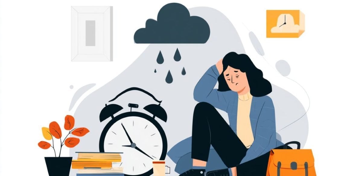 This shows a depressed woman and a clock.