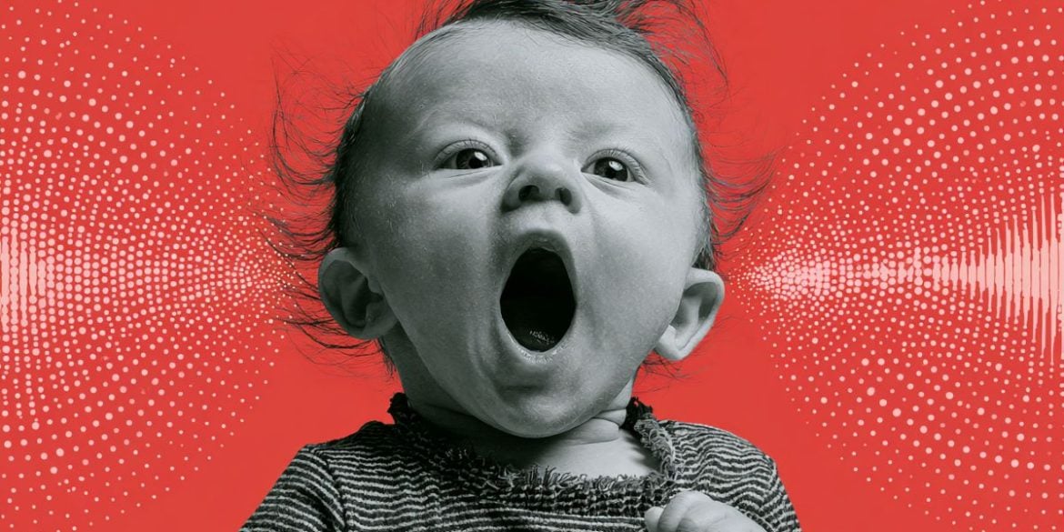 This shows an infant and noise waves.