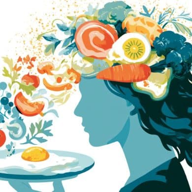This shows a head and a plate of food.