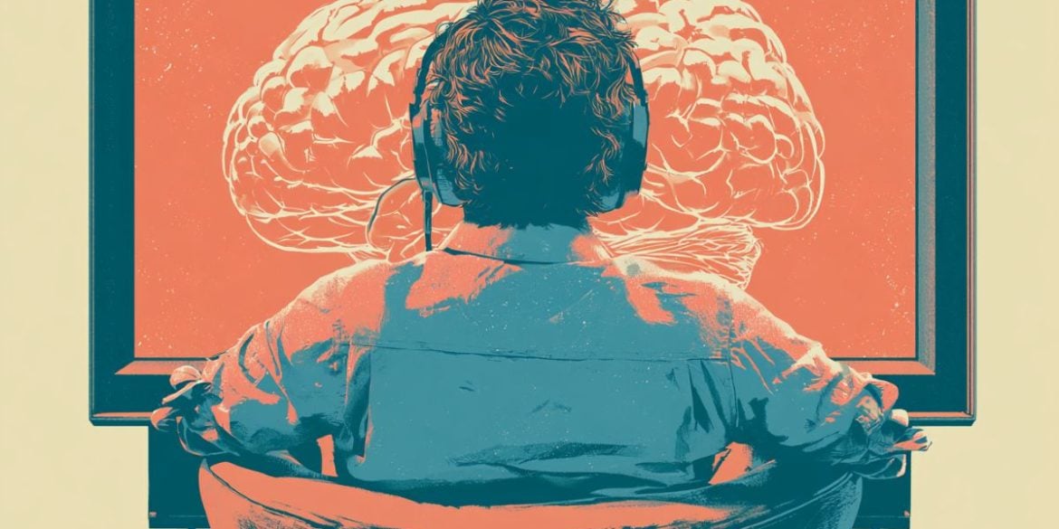 This shows a person looking at a brain on a computer monitor.