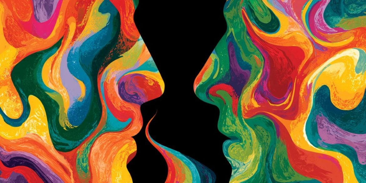 This shows two psychedelic heads.