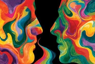 This shows two psychedelic heads.